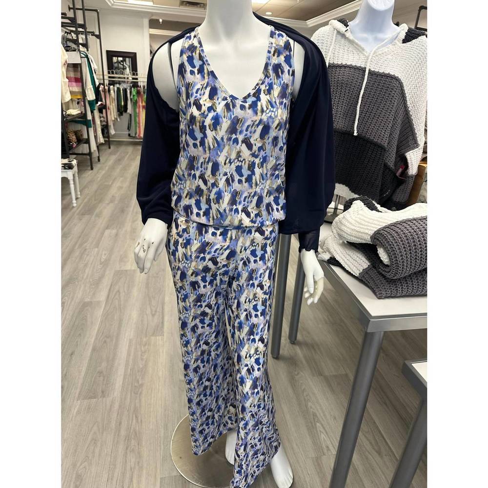 NEW VIERECK print jumpsuit in navy/white/grey